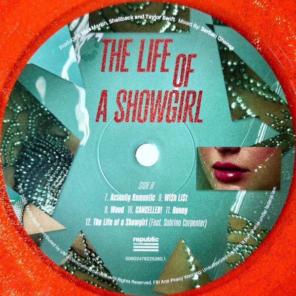 Taylor Swift - The Life Of A Showgirl [Portofino Orange Glitter] (602478225260)