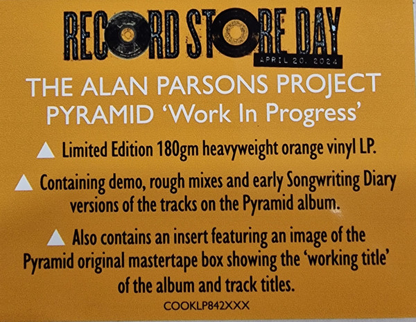 The Alan Parsons Project - Pyramid “Work In Progress” [Orange Vinyl] (COOKLP842XXX)